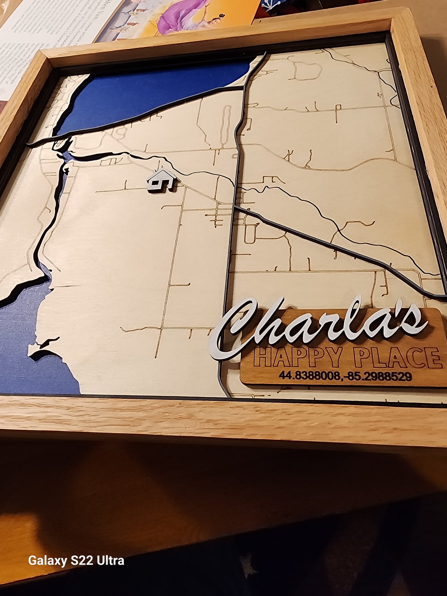 Customized Laser Cut and Engraved Wooden Map - 12" Square, Multi-Layered Design
